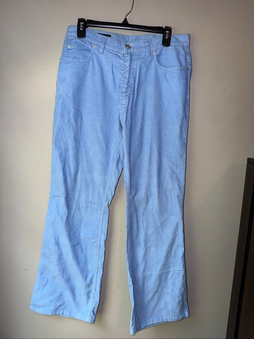 Lands End baby blue wide leg courduroy pants petite size 10